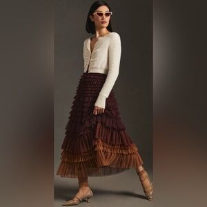 NWT Anthropologie Let Me Be Ruffled Tulle Skirt size XL 168 MSRP